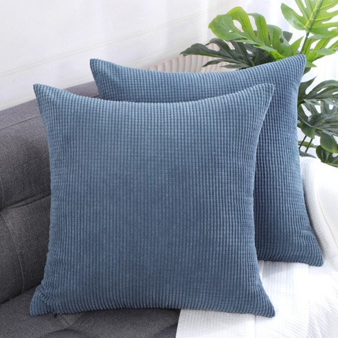 Two Decorative Pillows Soft Blue Pillow Cover Striped Pillow Cover