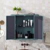 ALEXOUN Wall-Mounted Bathroom Cabinet with Mirror, 2 Mirrored Doors & Open Shelf, Open Compartment for Vanity, Toilet & Over-the-Sink - 2 of 4