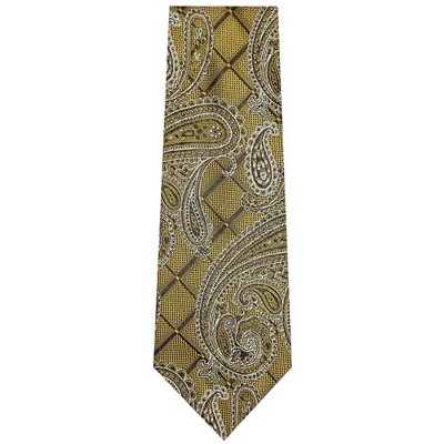 TheDapperTie Men's Yellow And White Paisley Necktie with Hanky