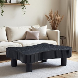 42.52" Irregular Wooden Drum Coffee Table - 1 of 4