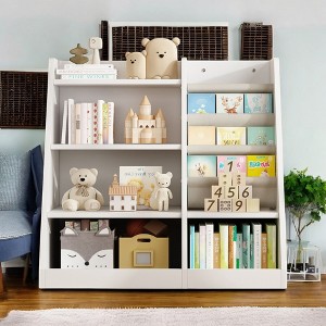 Alilang 35.50 Inch Kids' Multi-Tier Storage Organizer with Bookshelf and Display Pockets - White - 1 of 4