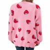 Women's Plus Size Strawberry Print Cardigan Knit Long Sleeve Loose Open Front Sweater Outerwear - 4 of 4