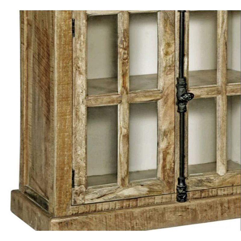 Mango Wood 4 Door Credenza with Glass Panels Brown - Stylecraft, 3 of 6