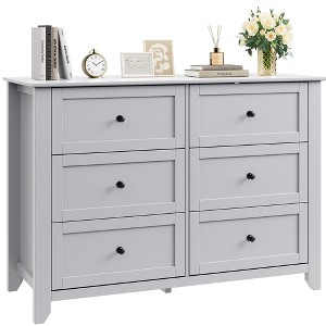 6 Drawer Dresser for Bedroom, Dresser with Deep Drawers & Metal Knobs, Modern Wooden Chests of Drawers - 1 of 4