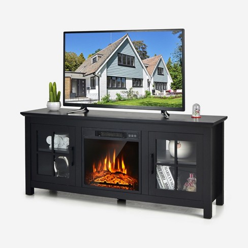 Costway 58 Inches Fireplace Tv Stand For Tvs Up To 65 Inches W/ 1400w  Electric Fireplace Black : Target