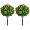 Acekool Set of  Artificial Topiary Ball Trees, UV-Resistant Faux Plants with Flowers, Metal Stakes, Indoor/Outdoor Decor - 3 of 4