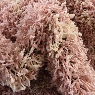 Square Light Pink Trellis Shag Synthetic Rug