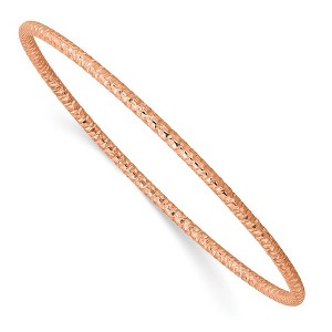 Chisel Stainless Steel Polished and Textured Rose IP-plated 2mm Slip on Bangle - 1 of 4