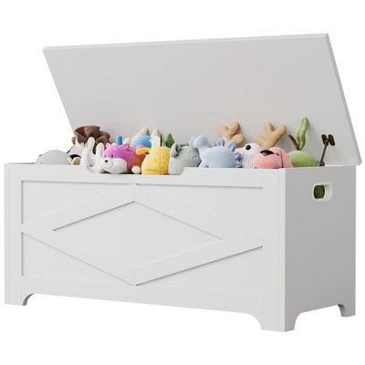 39.4in / 23.6in Storage Chest, Wooden Storage Bench With 2 Safety Hinges, Easy Assembly, Large Toy Chest for Entryway, Living Room, Bedroom