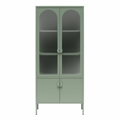 CosmoLiving by Cosmopolitan Chloe Tall Metal Display Cabinet with 2 Arched Glass Doors