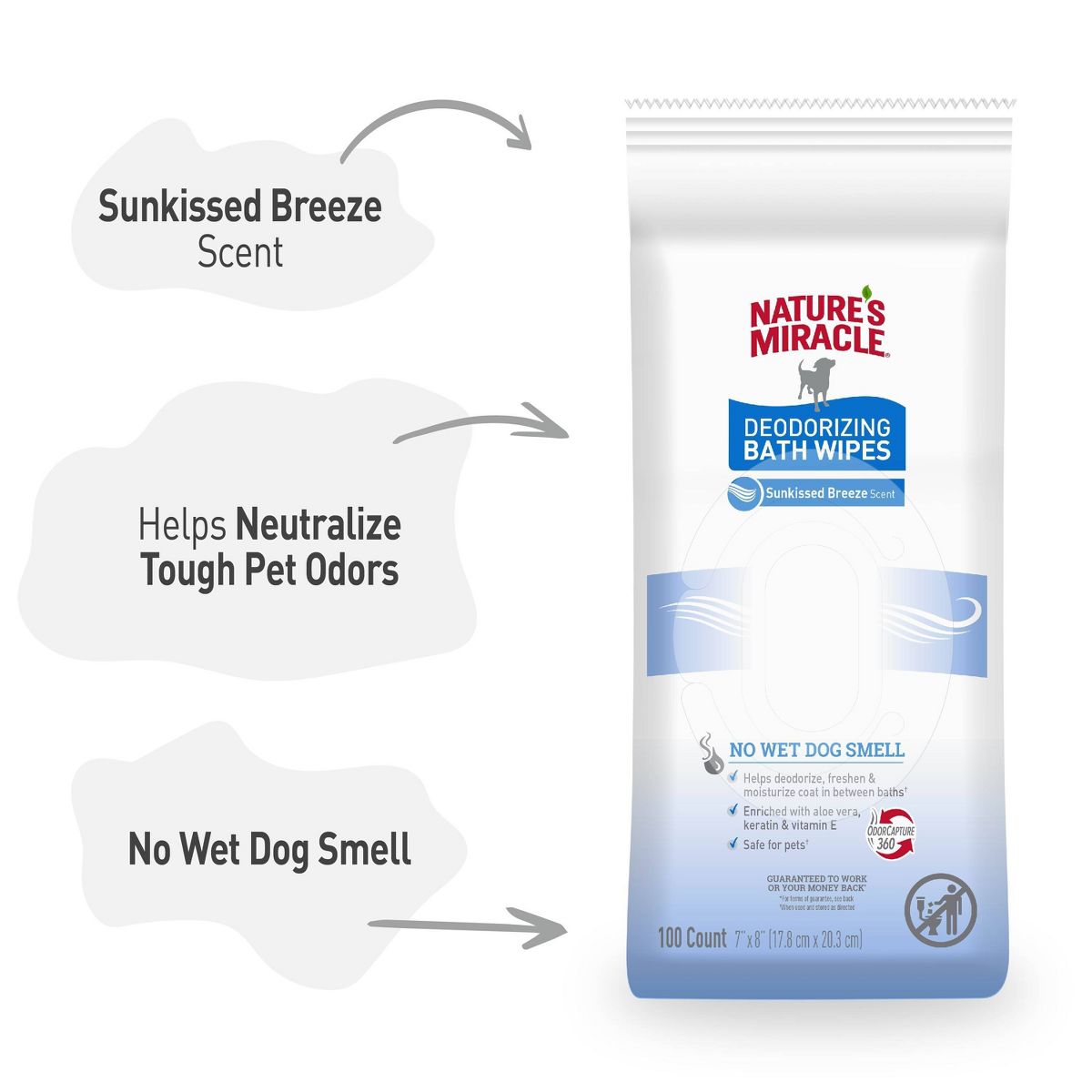 Nature's Miracle Sunkissed Breeze Deodorizing Bath Dog Wipes - 100ct - thumbnail 6