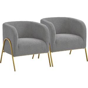 Yaheetech Set of 2 Barrel Shaped Armchair with Gold-tone Metal Legs for Living Room Bedroom - 1 of 4