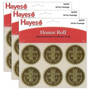 Hayes Publishing Gold Foil Embossed Seals, Honor Roll, 54 Per Pack, 3 Packs - 1 of 4