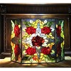 Chloe Lighting Canna Tiffany-Style 3pcs Folding Floral Stained Glass Fireplace Screen 40" Width - 3 of 3