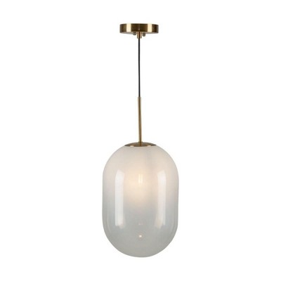 Vita White Ombre Glass and Brass Pendant Light