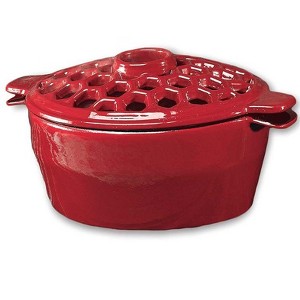 Plow & Hearth 1.5 QT. Cast Iron Lattice Wood Stove Steamer, in Red - 1 of 2