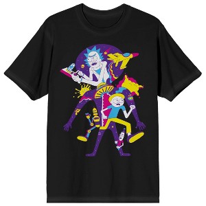 Rick & Morty Retro Color Art Crew Neck Short Sleeve Men's Black T-shirt - 1 of 3