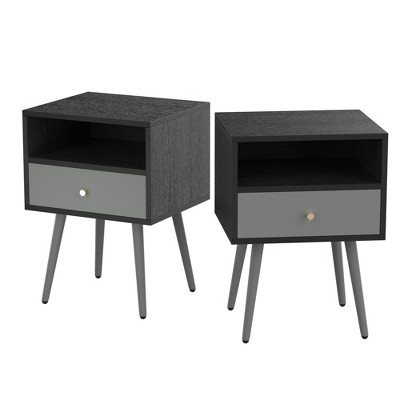 NicBex Nightstand with Drawers,1pc Side Table with Wood Frame,bedside Table for Bedroom,Living Room,Brown/Black/White/Gray
