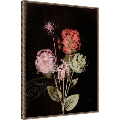 Large Beaded Framed Abstract Floral Canvas Wall Art