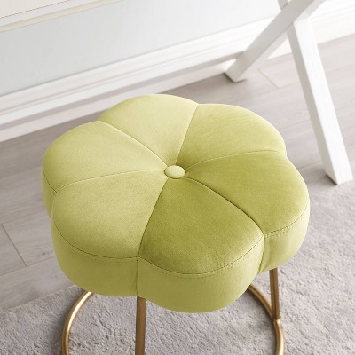 Seraphina Gold Plated Base Light Green Velvet Vanity Stool