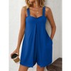 Coolmee Women Casual Square Neck Sleeveless Loose Outdoor Suspender Shorts Jumpsuit With Pockets - 2 of 4