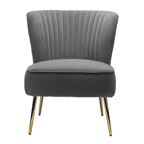 Quentin Velvet Accent Side Chair With Golden Metal Base | Karat Home ...