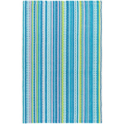 Annie Selke - Dash & Albert Lucky Stripe Blue/Green Handwoven Cotton Rug