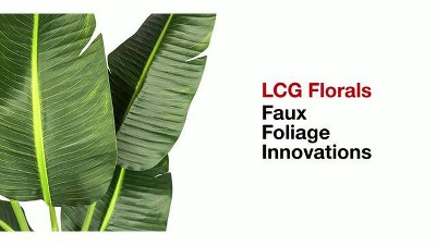 36" Green Artificial Dracaena Plant with Blue and Cream Wicker Basket