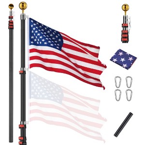Yescom EZ GO 25Ft Commercial Telescoping Flag Pole Kit Portable Display Sign Banner Pole for Outside Hotel Business Events Advertising Flag Black - 1 of 4