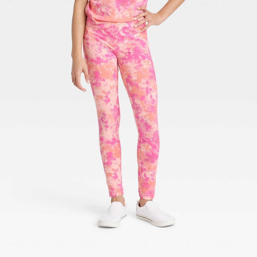 Girls' Tie-Dye Leggings - Cat & Jack Light Peach L, Pink