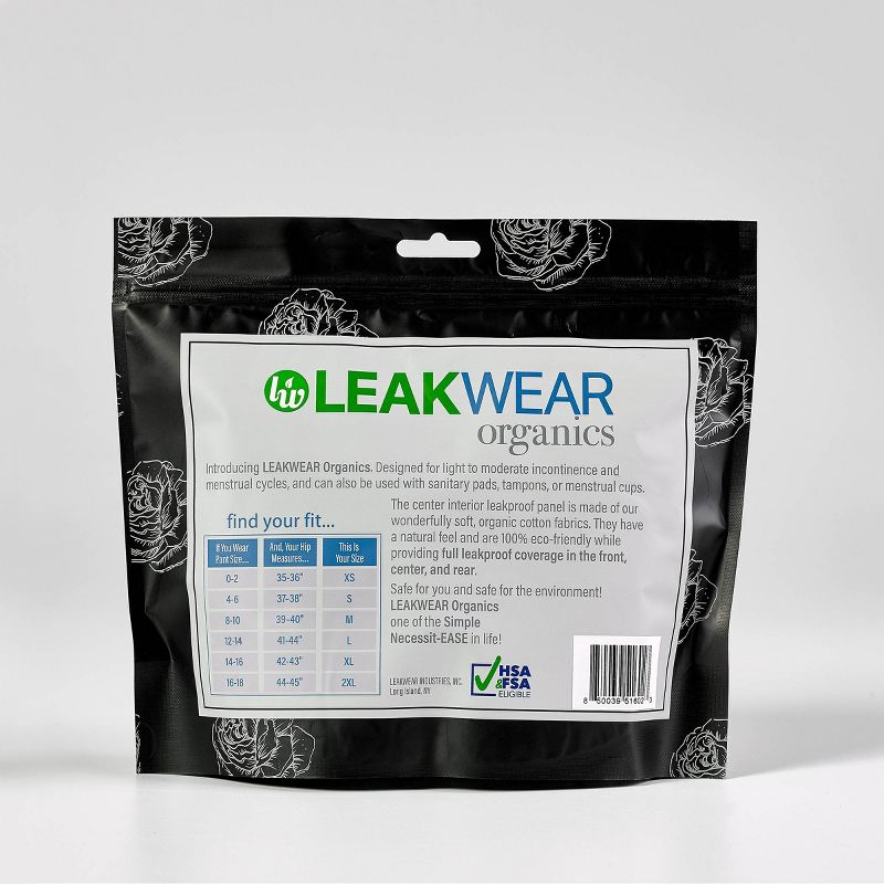 LeakWear Organics Women's Incontinence Underwear - Light Absorbency - 2pk, 5 of 7