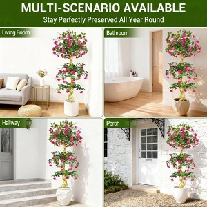 Large Fake Pink Flowers Potted, Pink Artificial Bougainvillea Tree in Pot, Wedding Decor Artificial Flowers - 1 of 4