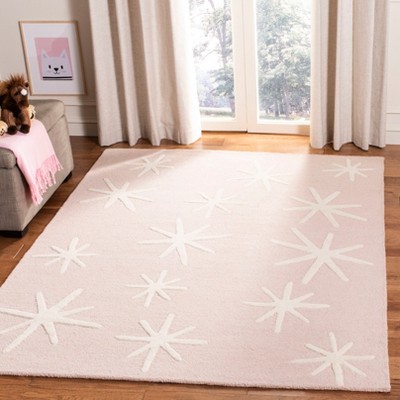 Ivory and Pink Hand-Tufted Wool Kids Area Rug 3' x 5'