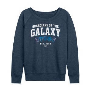 Women's - Marvel - Guardians of the Galaxy Collegiate Lightweight French Terry Wide Neck Long Sleeve Shirt - 1 of 4