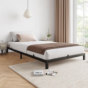 Bed Frame, No Box Spring Needed, Low Profile Heavy-Duty Metal Platform with Sturdy Steel Slats, Noise-Free, Easy Assembly, Black - 1 of 4
