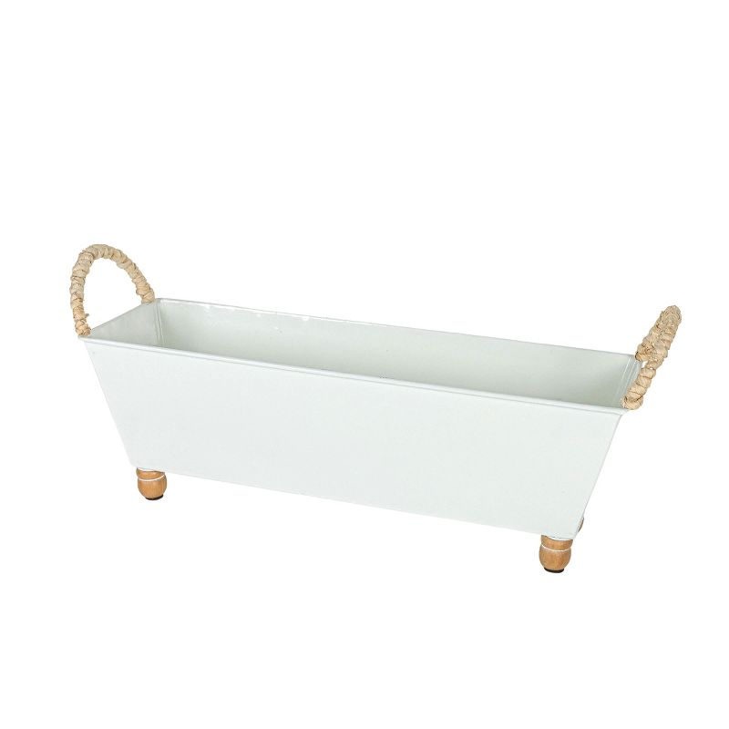 Trough Bin White Metal, Reed & Wood by Foreside Home & Garden, 4 of 9