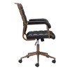 HomeRoots Black and Bronze Adjustable Height Faux Leather Swivel Rolling Office Chair - 4 of 4