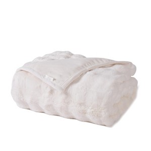 Itopfox Ultra Soft Luxury Fluffy Faux Rabbit Fur Throw Blanket, Thick Warm Cozy Plush Reversible Blanket for Bed, Couch, Chair, Sofa in Ivory White - 1 of 4