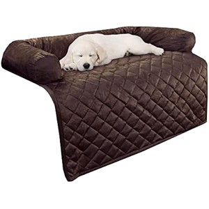 PETMAKER-Couch Cover for Dogs - 35x35 Pet Furniture Protector with Memory Foam Neck Bolster, Quilted Fabric, and Water-Resistant Base Layer by (Brown) - 1 of 1