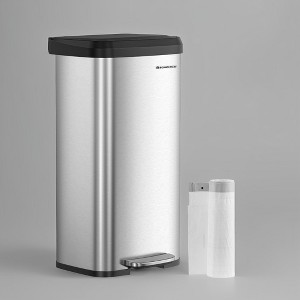 Kitchen Trash Can, 18-Gallon Stainless Steel Garbage Can, with Stay-Open Lid and Step-on Pedal, Soft Closure, Tall, Large and Space-Saving - 1 of 2