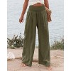 Womens Palazzo Pants Wide Leg High Waist Smocked Harem Pants Loose Fit Lounge Pants Linen Textured Summer Boho Bagyy Yoga Pants - 3 of 4