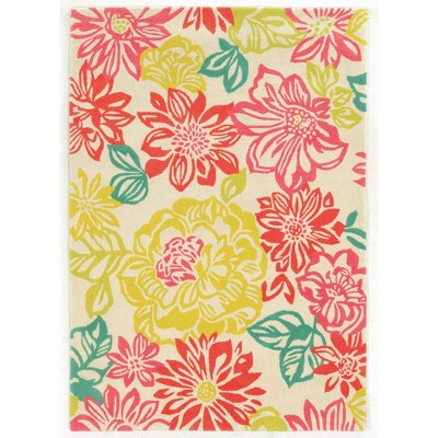 8'x10' Trio Collection Garden Party Area Rug Ivory/Pink - Linon