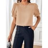 Women'S Shirts Summer Casual Crewneck Lace Crochet Short Sleeve Blouses Cute Floral Print Loose Tunic Tops - 2 of 4
