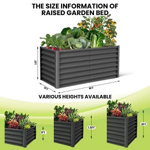 2 Pack Galvanized Raised Garden Bed, Large Metal Planter Box with Open Base, Outdoor Flower Bed, Vegetables Growing Planter for Backyard - 1 of 4