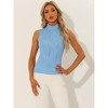 Allegra K Women's Mock Neck Sleeveless Keyhole Back Ribbed Knit Blouses - 4 of 4