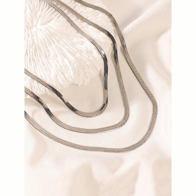 SOHI Women's Metallic Silver The Snakechain Multi-Layer Necklace