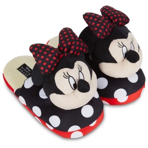 Disney Ladies Minnie Mouse Plush Slippers - Ladies Classic Minnie Mouse 3D Plush Slippers Plush House Slippers - 1 of 4