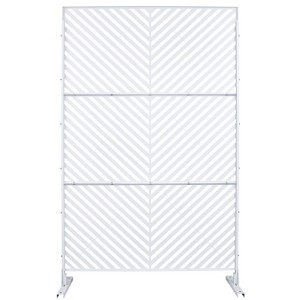 Okak Patio Privacy Screen with Diagonal Stripe Cutout, Outside Lattice Panels with Stand, Patio Privacy Panels for Backyard, Garden, Lawn - 1 of 4