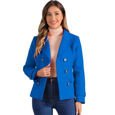 INSPIRE CHIC Women's Notched Lapel Double-Breasted Pea Coat