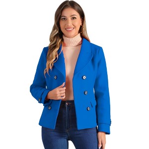 INSPIRE CHIC Women's Notched Lapel Double-Breasted Pea Coat - 1 of 4